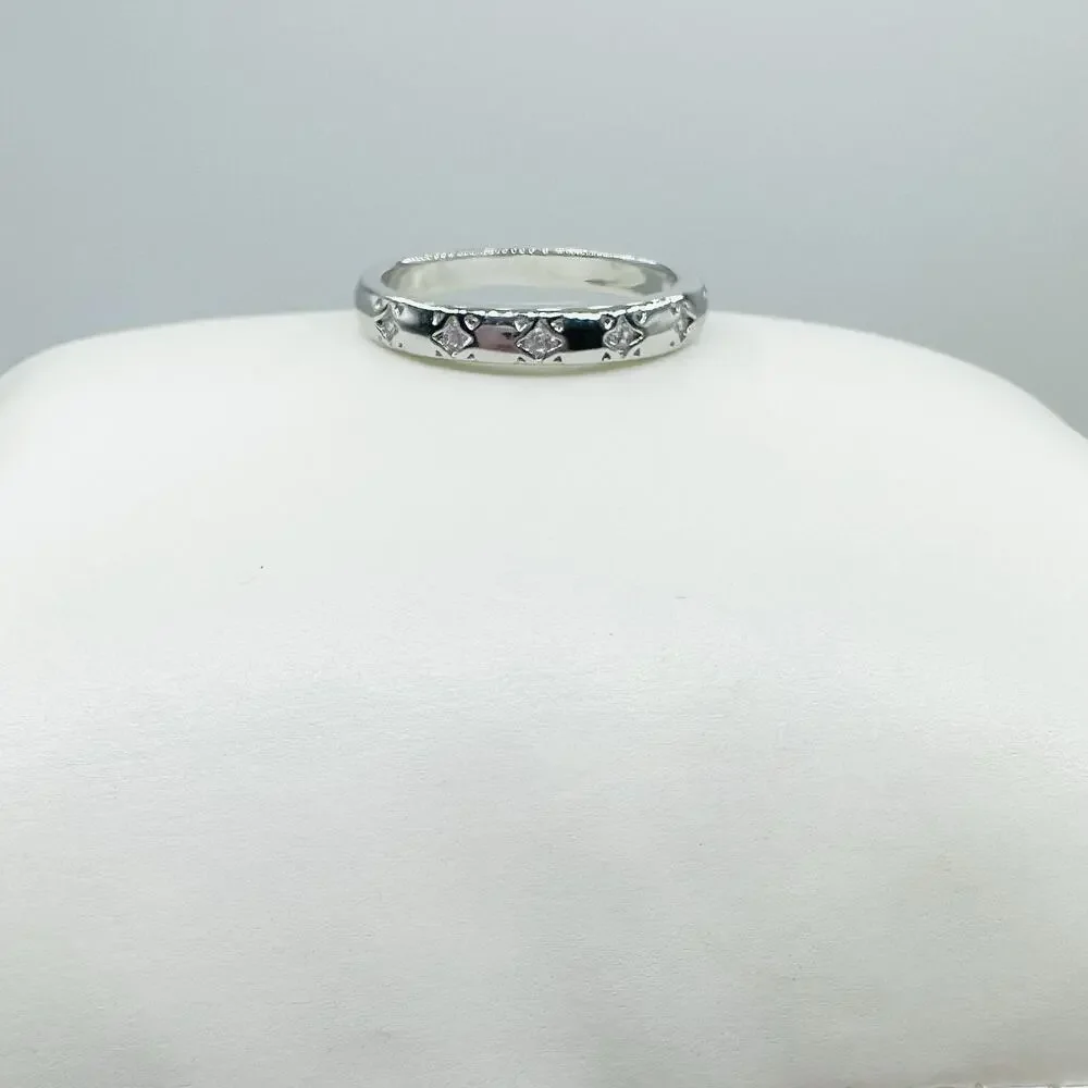 18K Gold Plated Star Rhinestones Stacking Band Ring in Silver